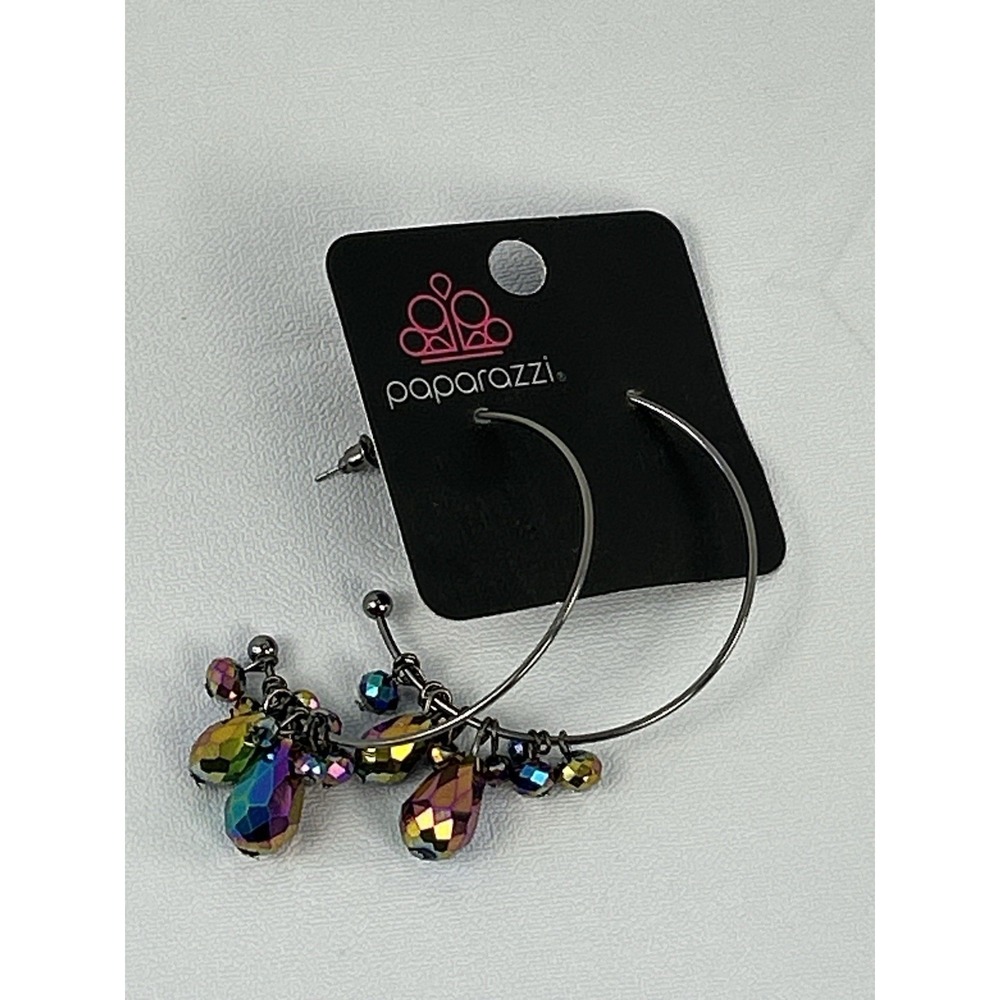 Paparazzi Earrings Lot Silver Teardrop Filigree & Beaded Hoop Dangle Set - Picture 8 of 10